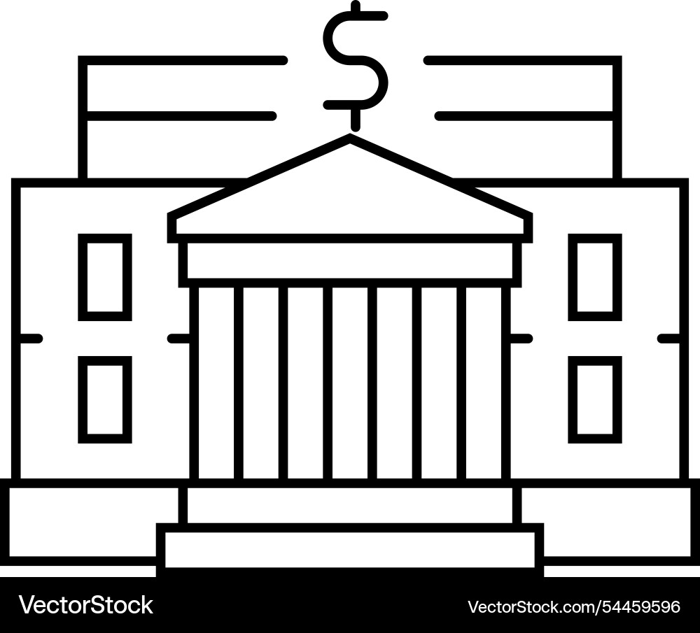 Business bank building line icon Business bank building line icon vector image