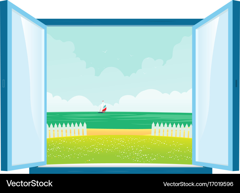 Coastal Window View Vector Image