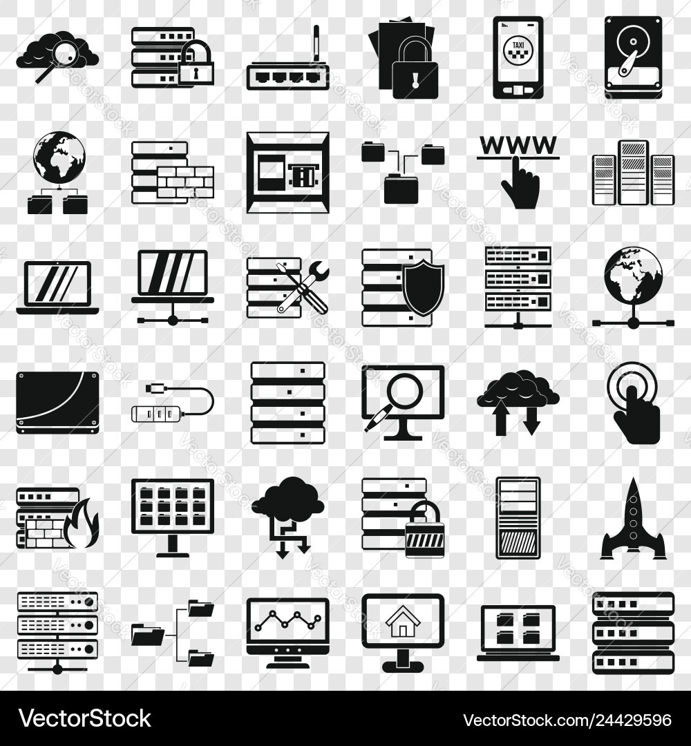 Data icons set simple style Data icons set simple style vector image