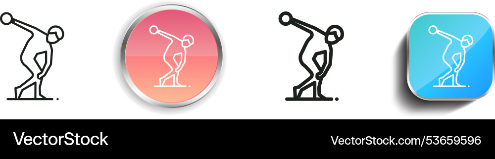 Discus icon thin linear regular and button style Vector Image