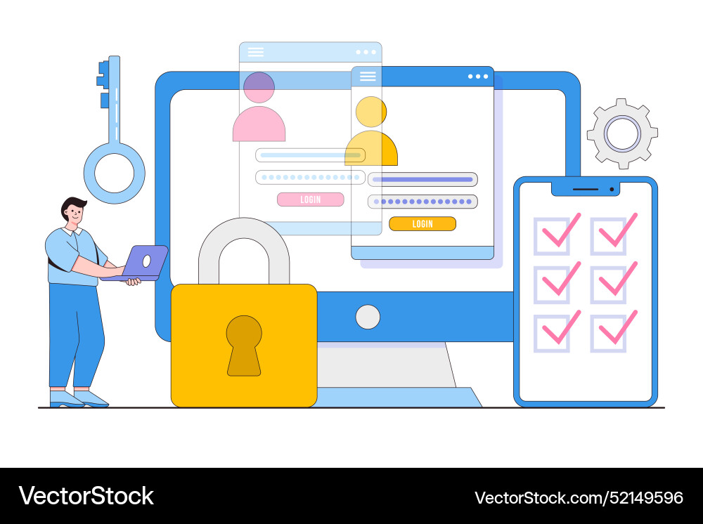 Flat personal data security concept outline Flat personal data security concept outline Vector Image