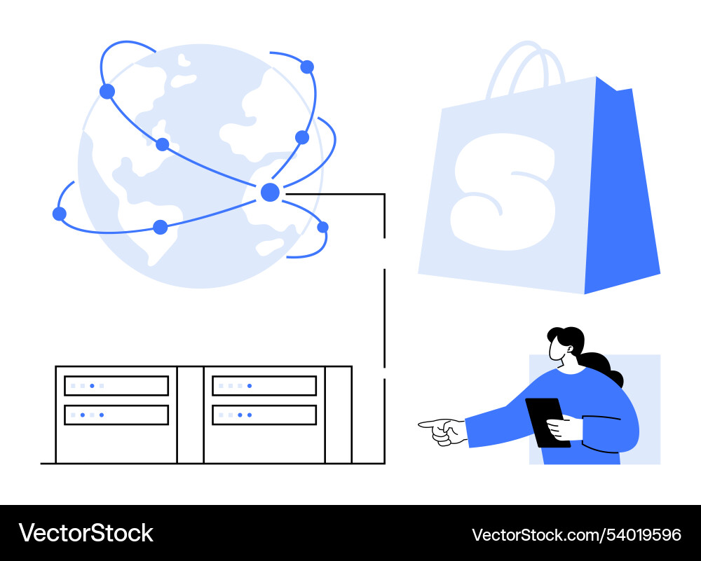 Global e-commerce and network integration visual Global e-commerce and network integration visual Vector Image