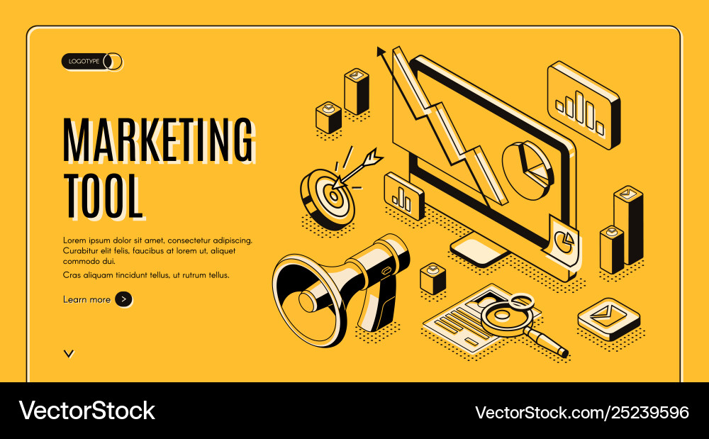 Marketing e-commerce data analysis tool banner vector image