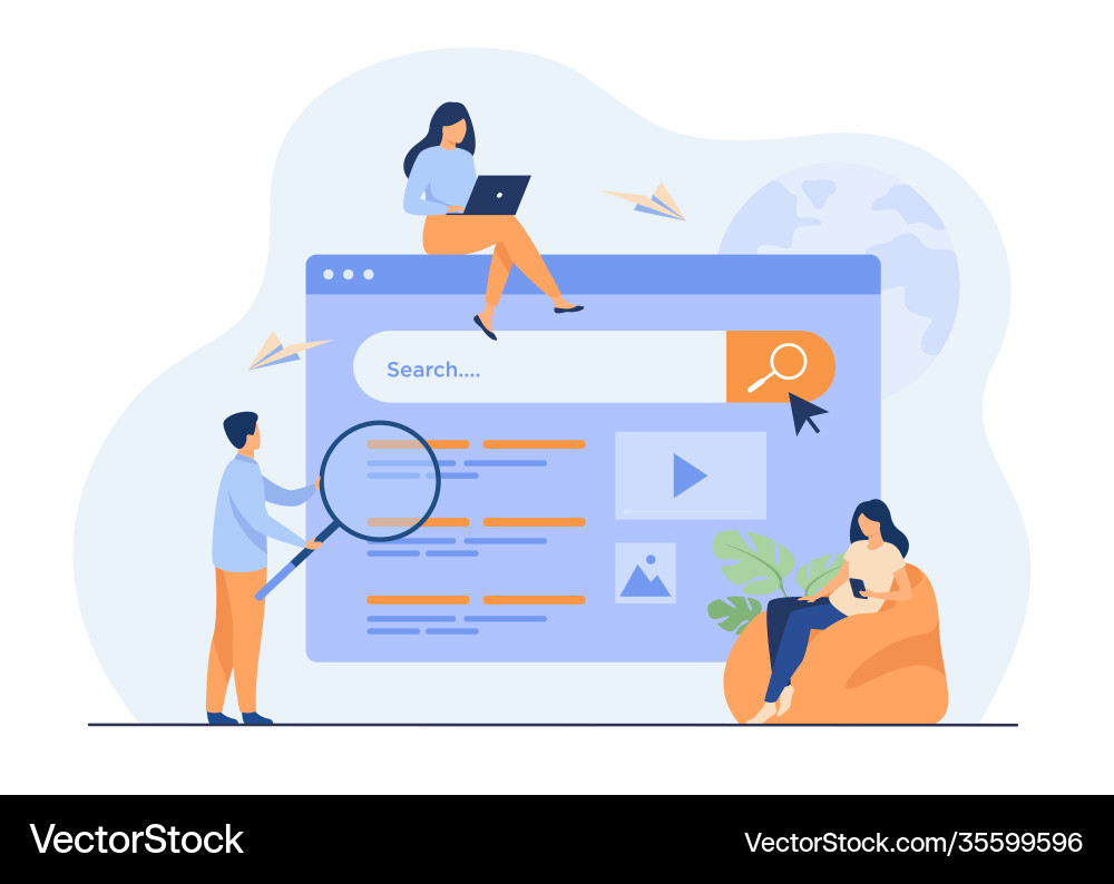 People using search box for query vector image