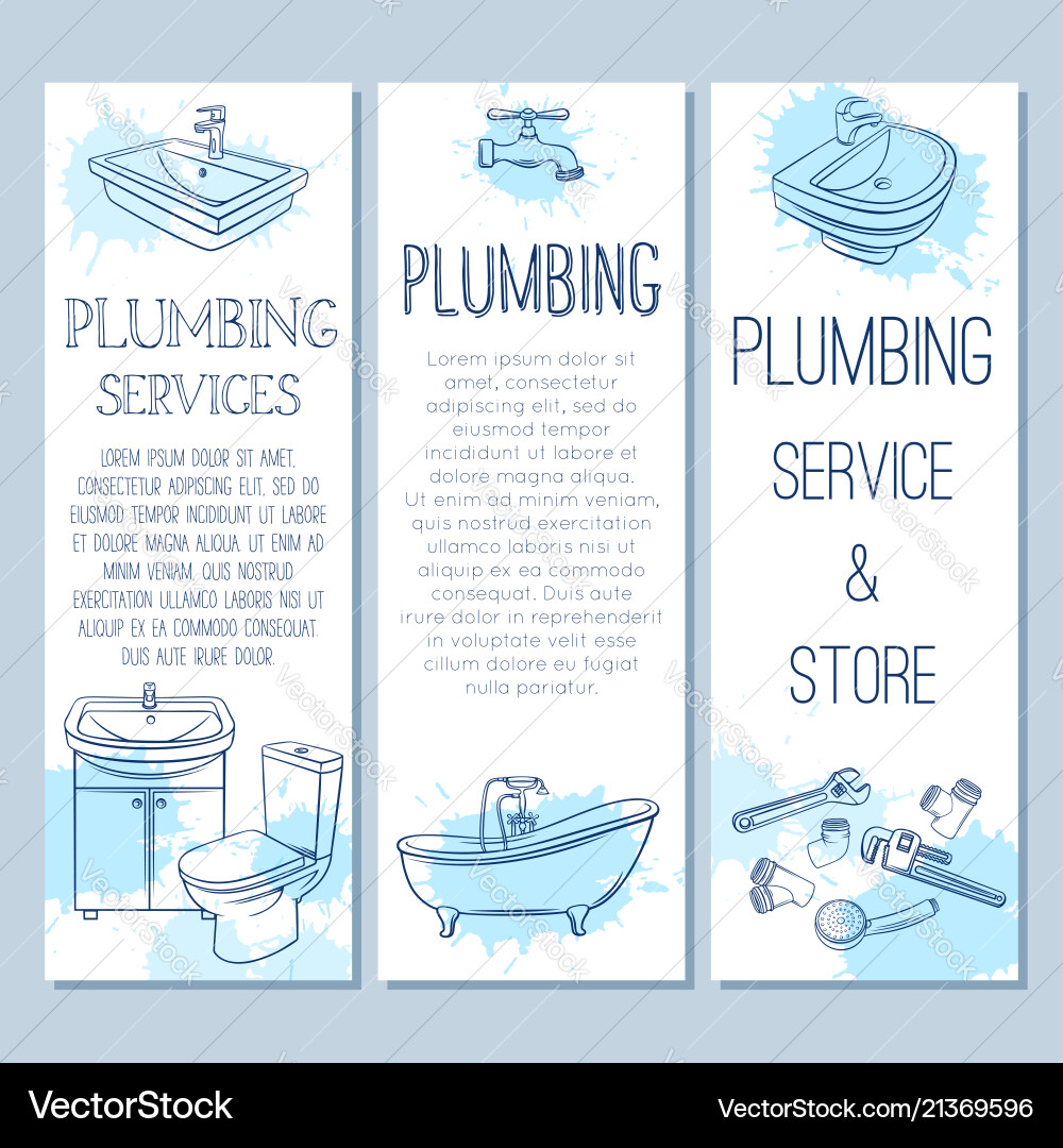 Plumbing service banners vector image