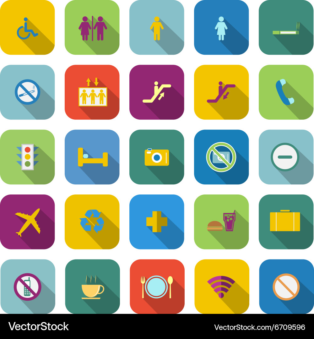 Public color icons with long shadow Vector Image
