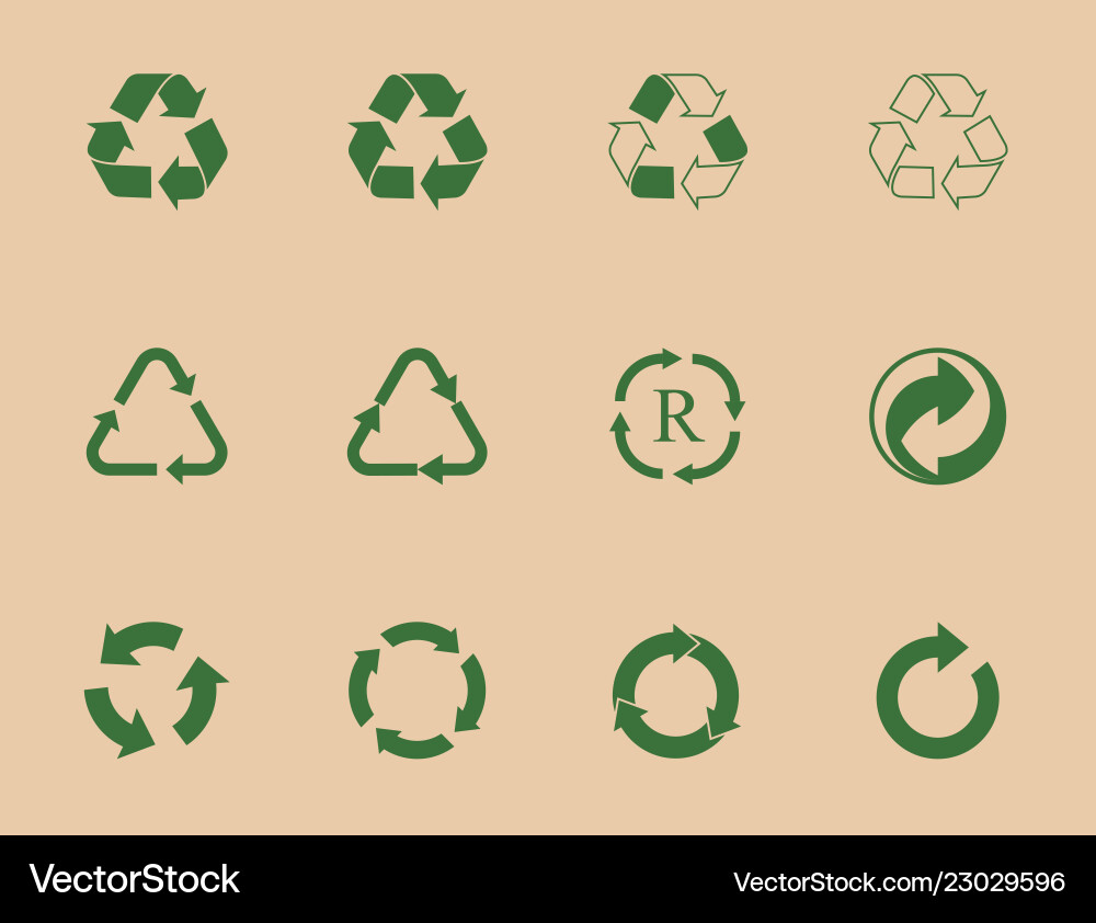 Recycling Icons Set - Circular Arrows Vector Image