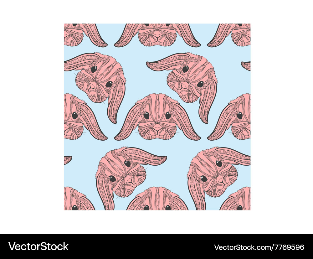 Seamless pattern rabbit coloring outlines in boho Vector Image