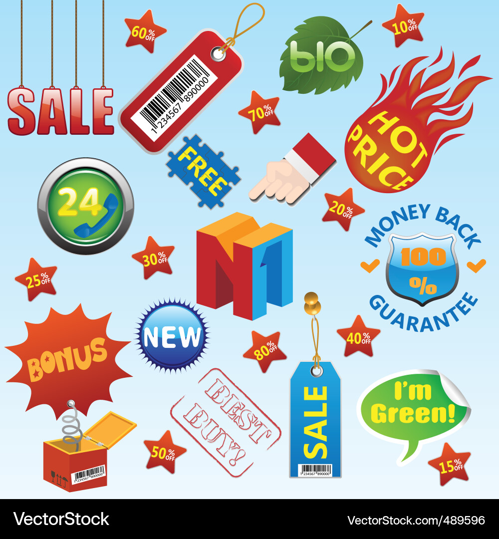 Verkauf Stickers sammlung Vektorbild