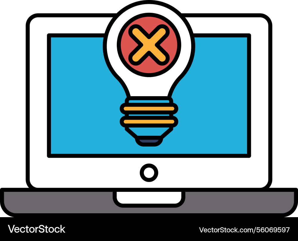A computer monitor with light bulb A computer monitor with light bulb vector image