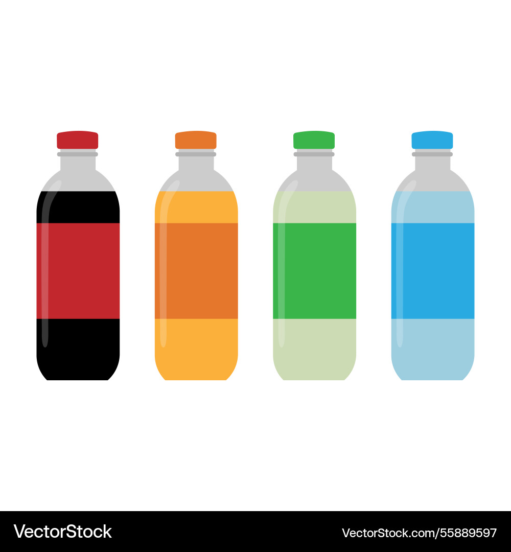 Colored beverage bottles simple container shapes Colored beverage bottles simple container shapes vector image