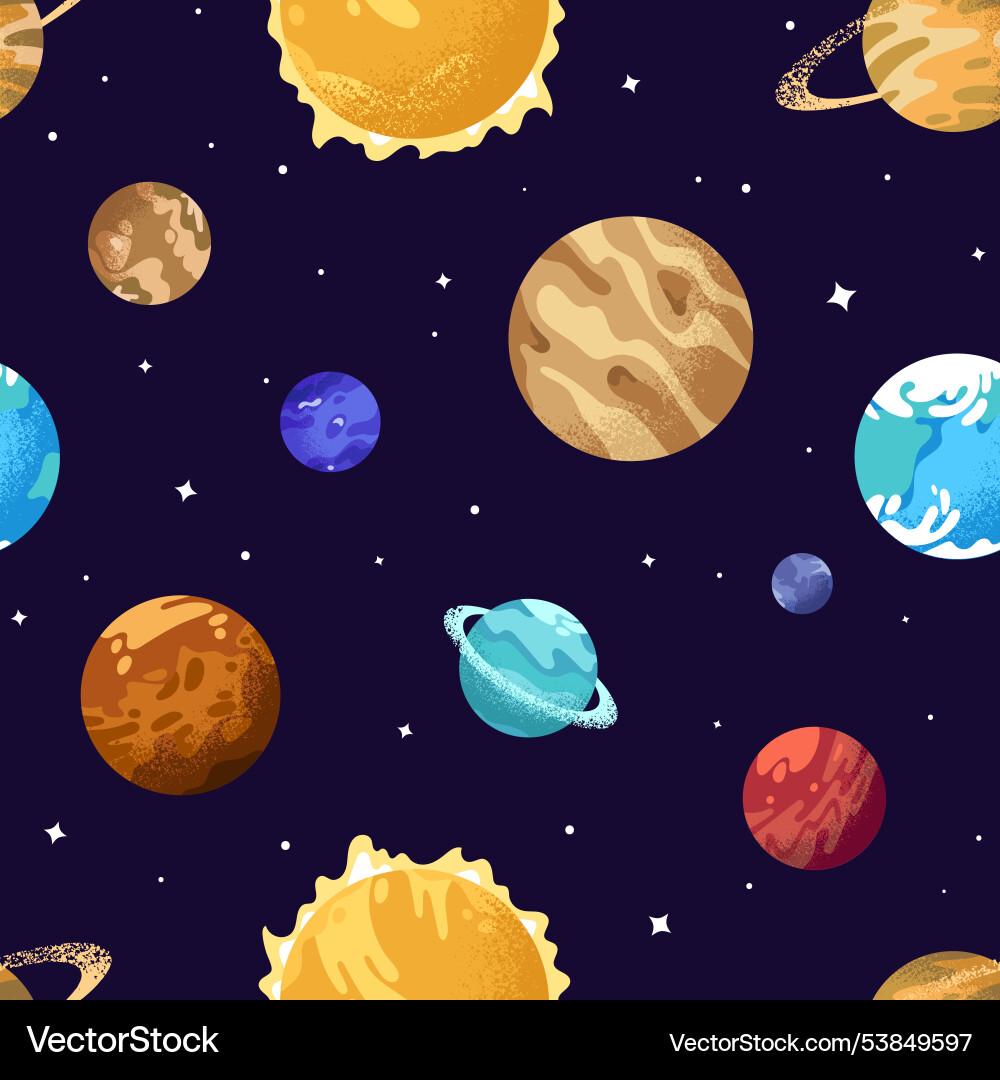 Endless background with solar system repeatable Endless background with solar system repeatable vector image