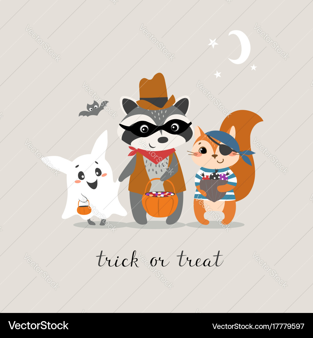 Halloween Animals Trick or Treat vector image