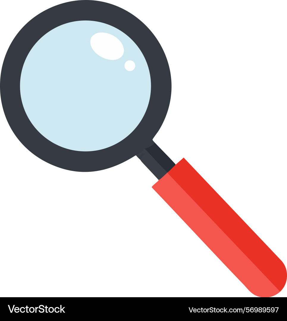 Magnifying glass with red handle for searching Magnifying glass with red handle for searching Vector Image