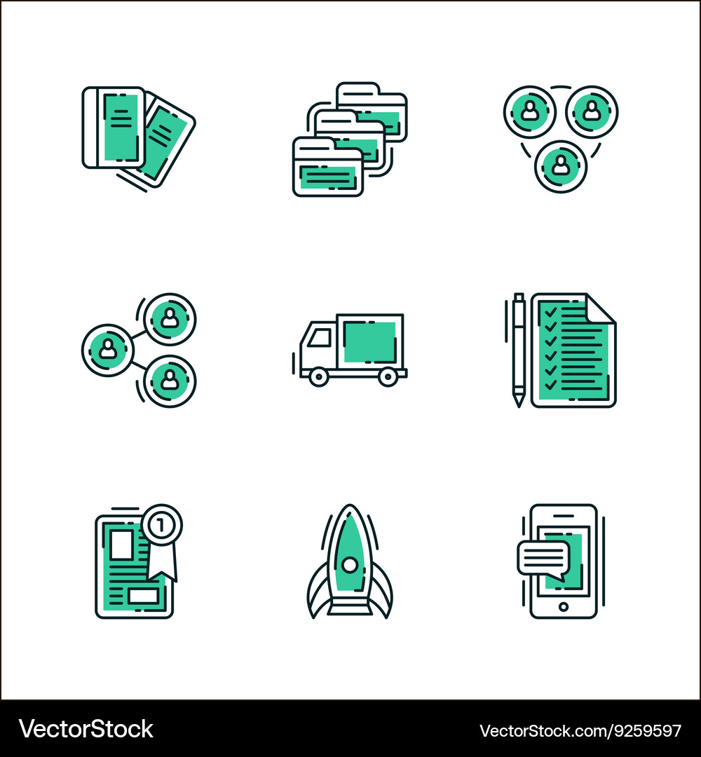 Set of icons business workflow items Vector Image