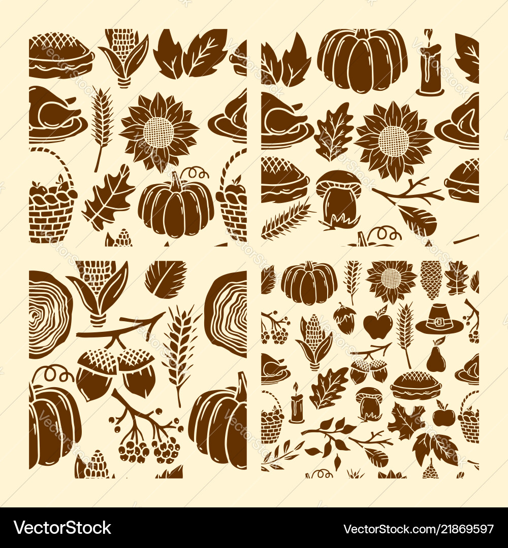 Set of seamless patterns autumn elements Set of seamless patterns autumn elements vector image