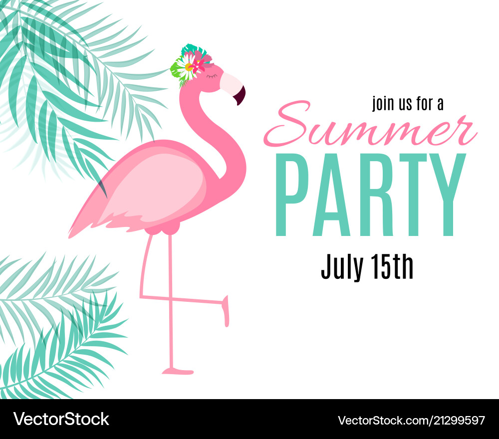 Tropical Summer Party with Flamingos Vector Image