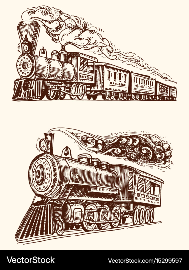 Vintage Steam Locomotive Artwork Vector Image