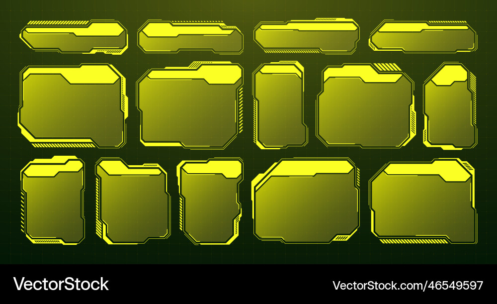 Yellow futuristic hud ui elements sci-fi user Yellow futuristic hud ui elements sci-fi user vector image
