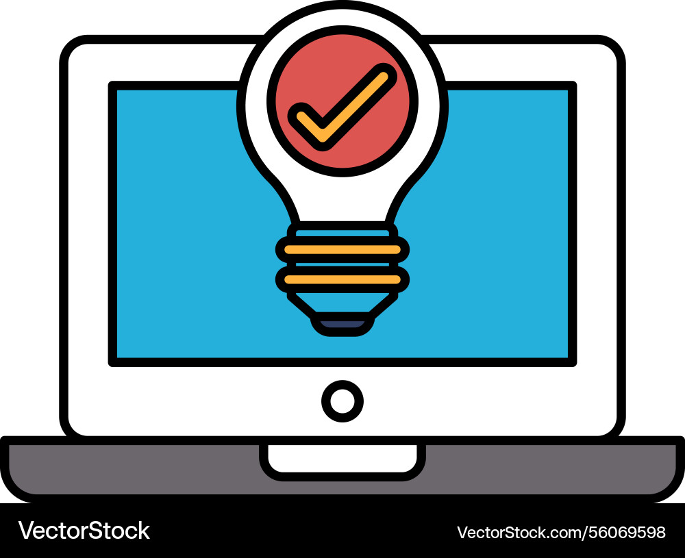 A computer monitor with light bulb A computer monitor with light bulb vector image