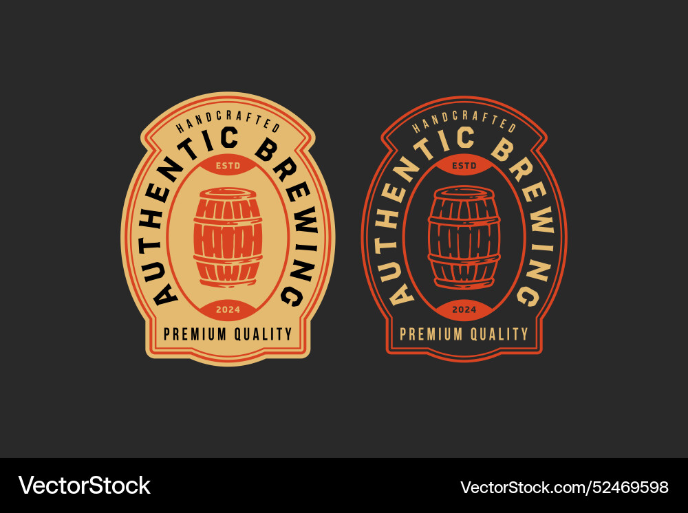 Craft beer with wooden keg or barrel logo design Craft beer with wooden keg or barrel logo design Vector Image