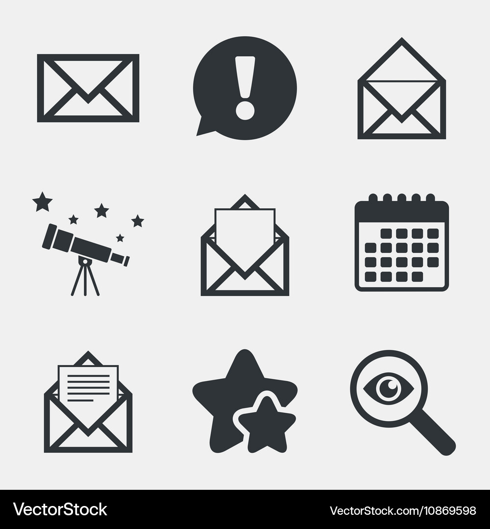 Mail envelope icons message document symbols Vector Image