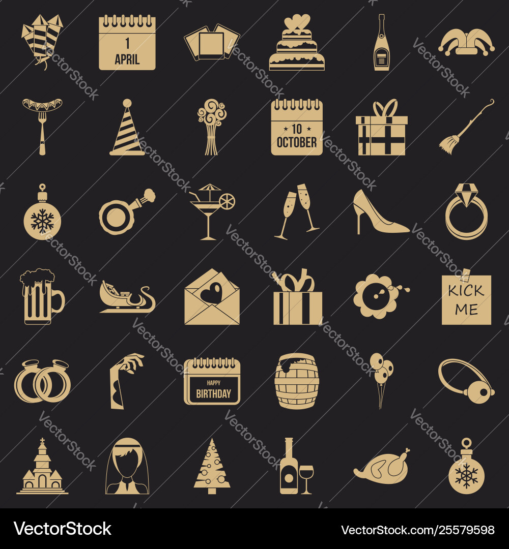 Present icons set simple style Present icons set simple style vector image