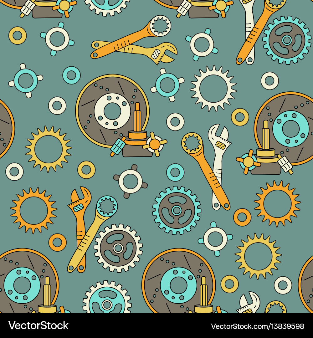 Seamless pattern with mechanical components vector image