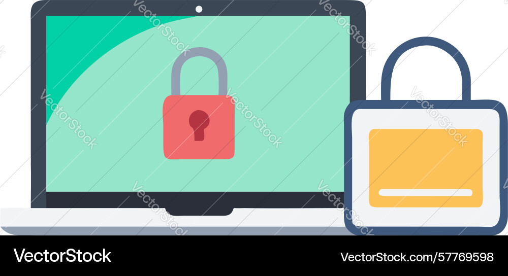 Secure laptop device data protection design vector image