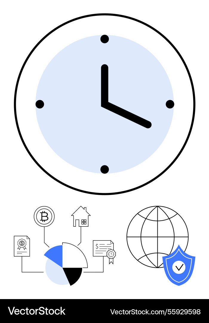 Time management and security concepts with clock Time management and security concepts with clock vector image