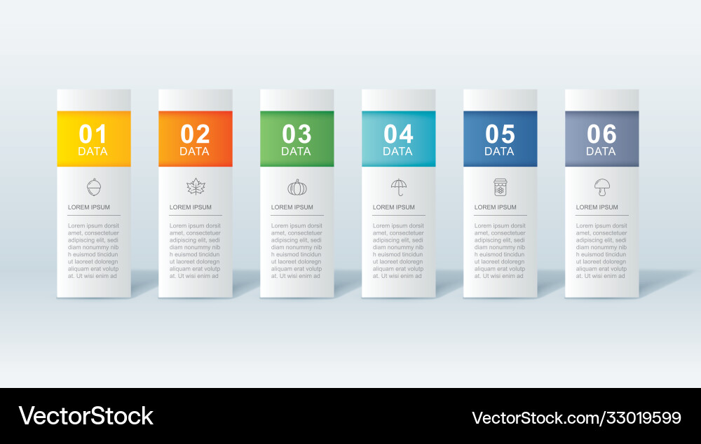 6 data infographics tab paper index template 6 data infographics tab paper index template vector image