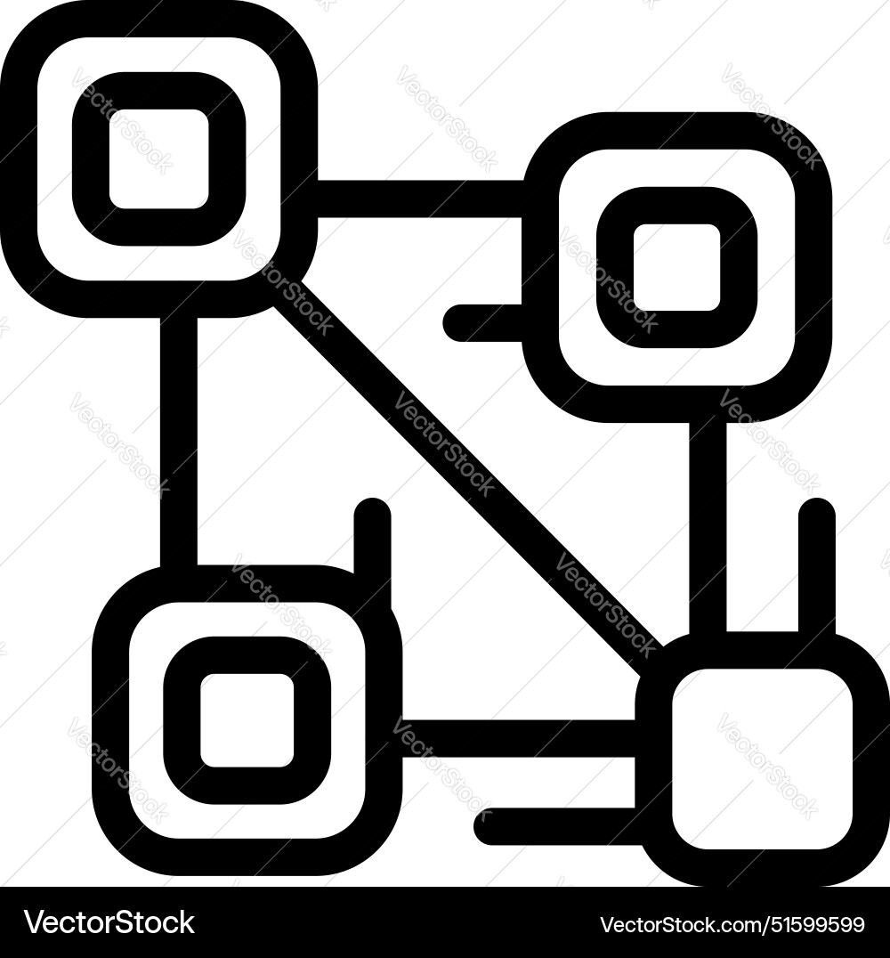Blockchain network showing four connected blocks Blockchain network showing four connected blocks vector image