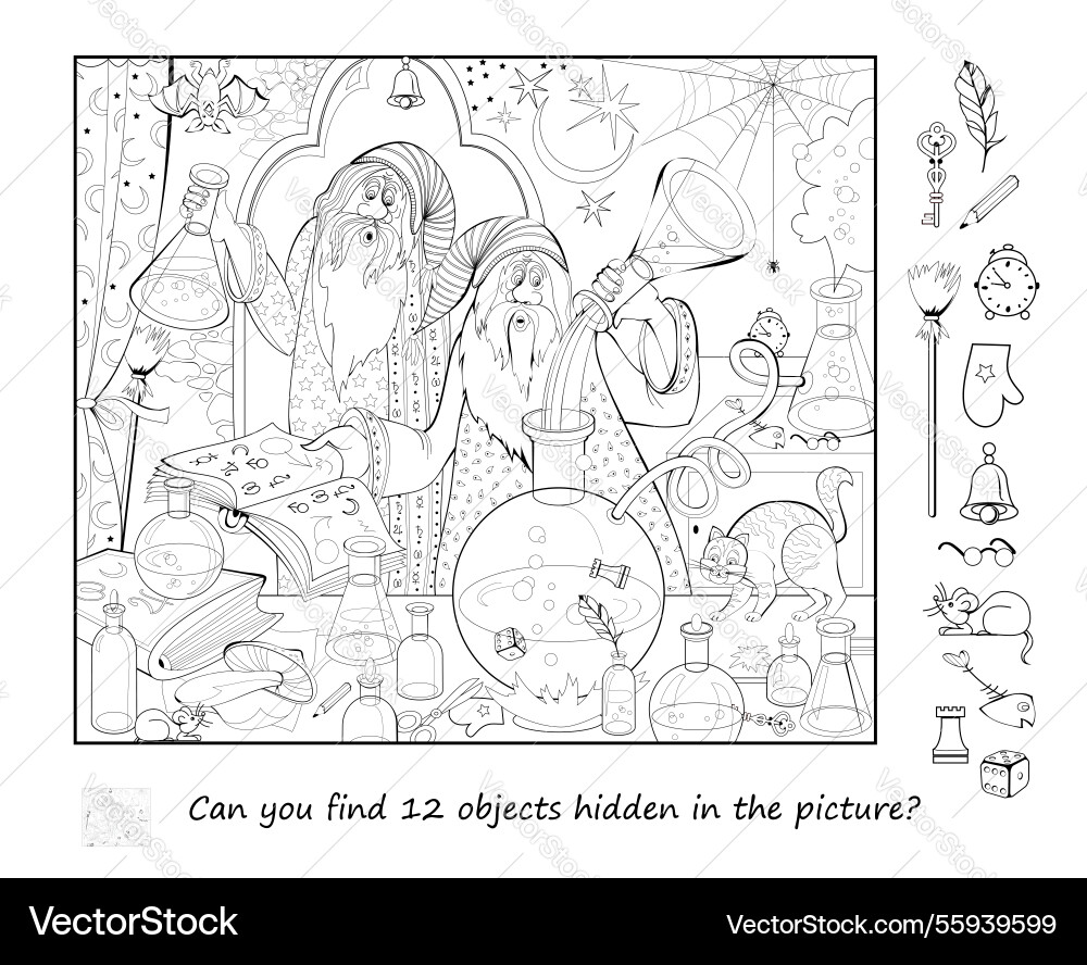 Can you find 12 objects hidden in the picture Can you find 12 objects hidden in the picture vector image