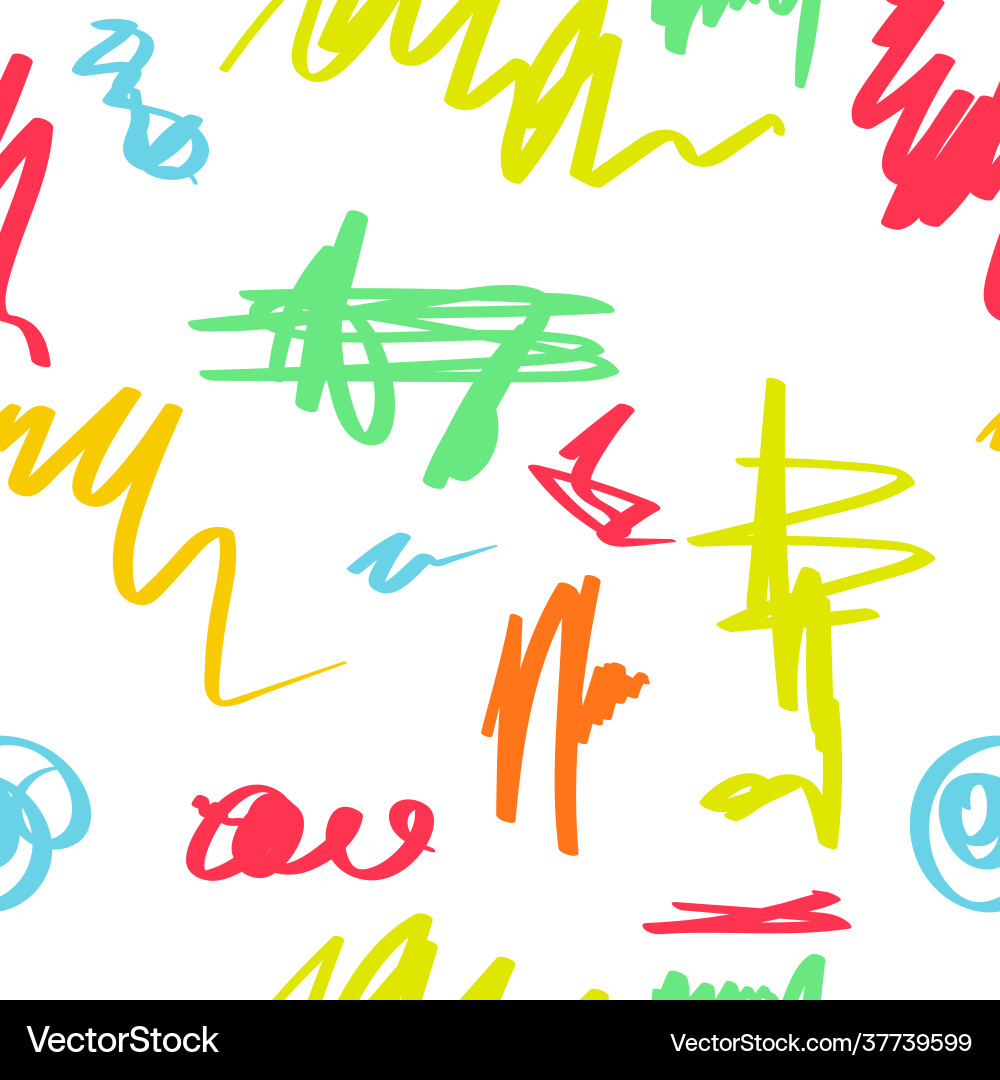 Chaotic Colorful Scribble Pattern vector image