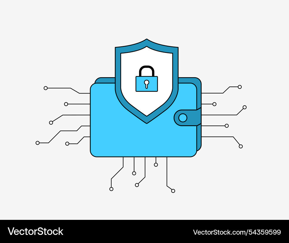 Digital wallet security concept with multi-chain Digital wallet security concept with multi-chain vector image