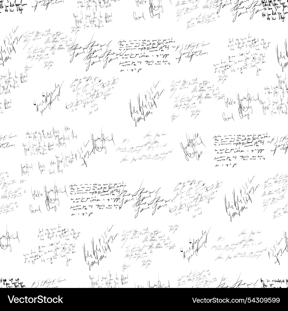 Seamless pattern of handwritten text on white Seamless pattern of handwritten text on white vector image