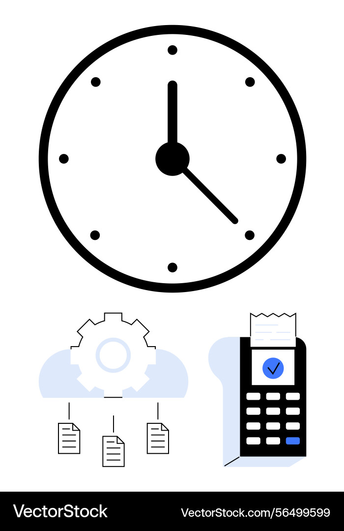 Time management with cloud automation and digital vector image