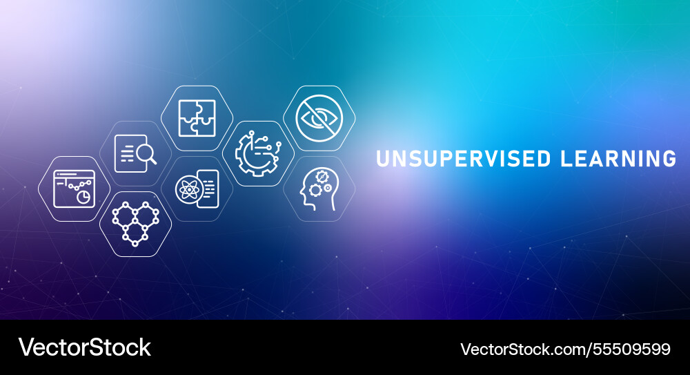 Unsupervised learning gradient header cognitive Unsupervised learning gradient header cognitive vector image
