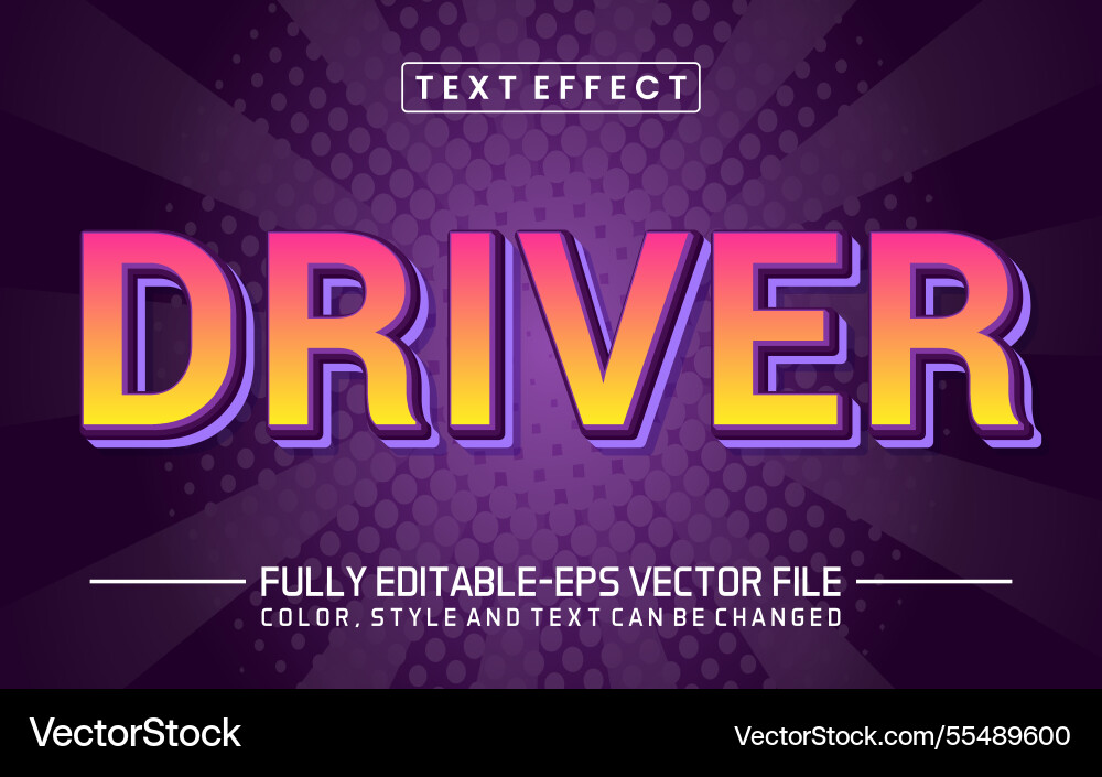 Driver text editable style effect vector image