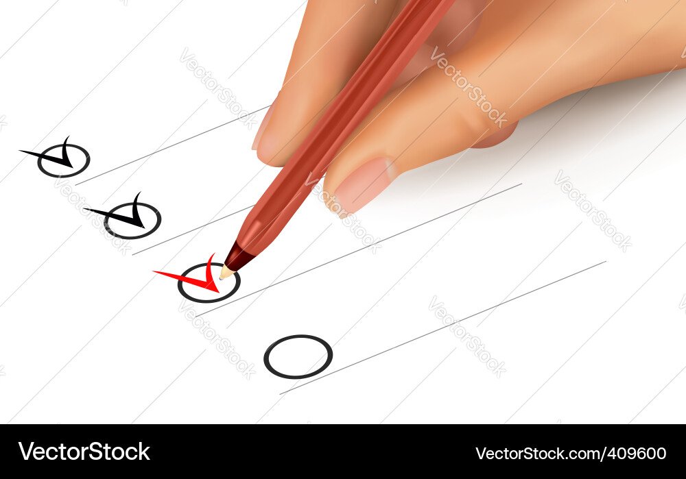 Hand Writing on Paper with Checkbox vector image
