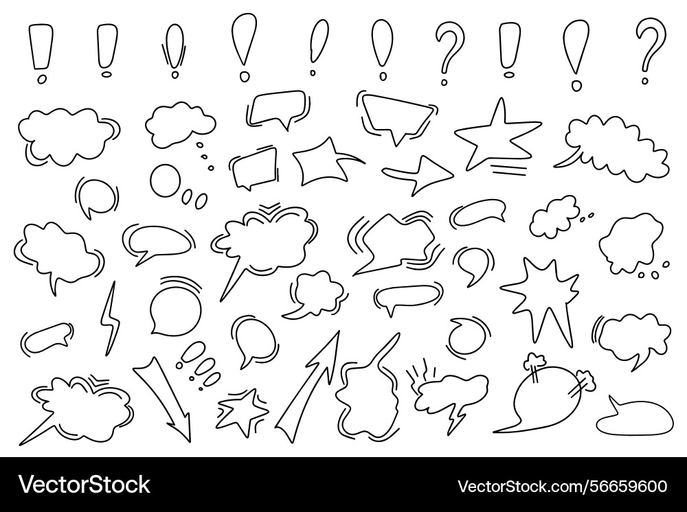 Huge set of dialog boxes hand drawn variants Huge set of dialog boxes hand drawn variants vector image