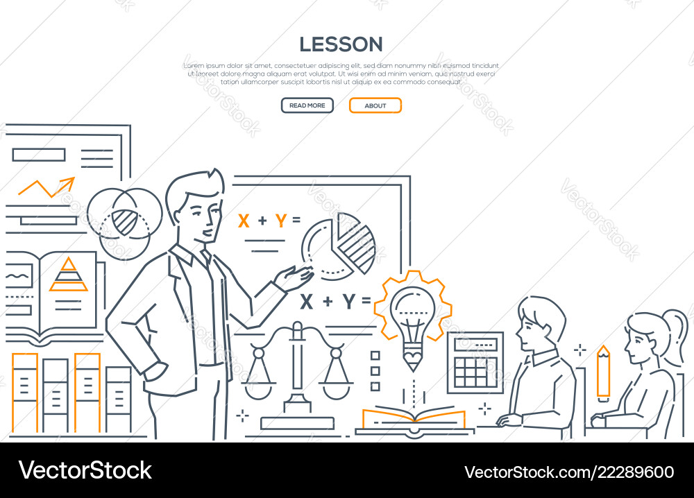 Maths lesson - modern line design style banner Maths lesson - modern line design style banner Vector Image