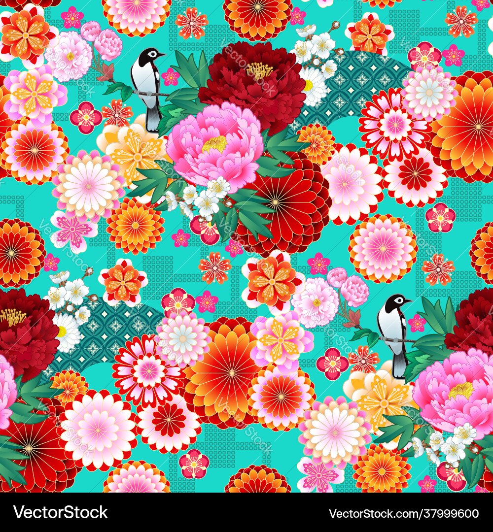 Seamless spring pattern with abstract flowers vector image