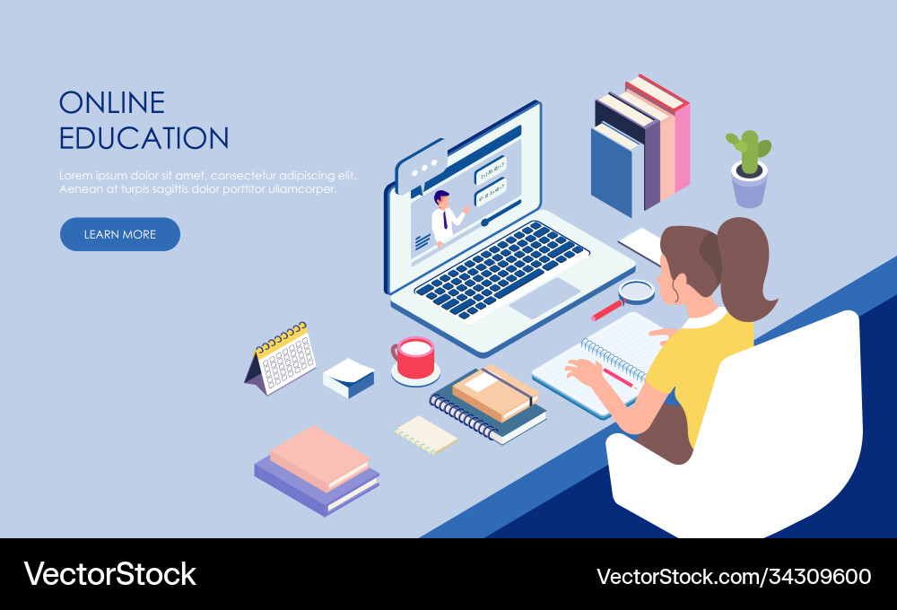 Student character study at computer vector image