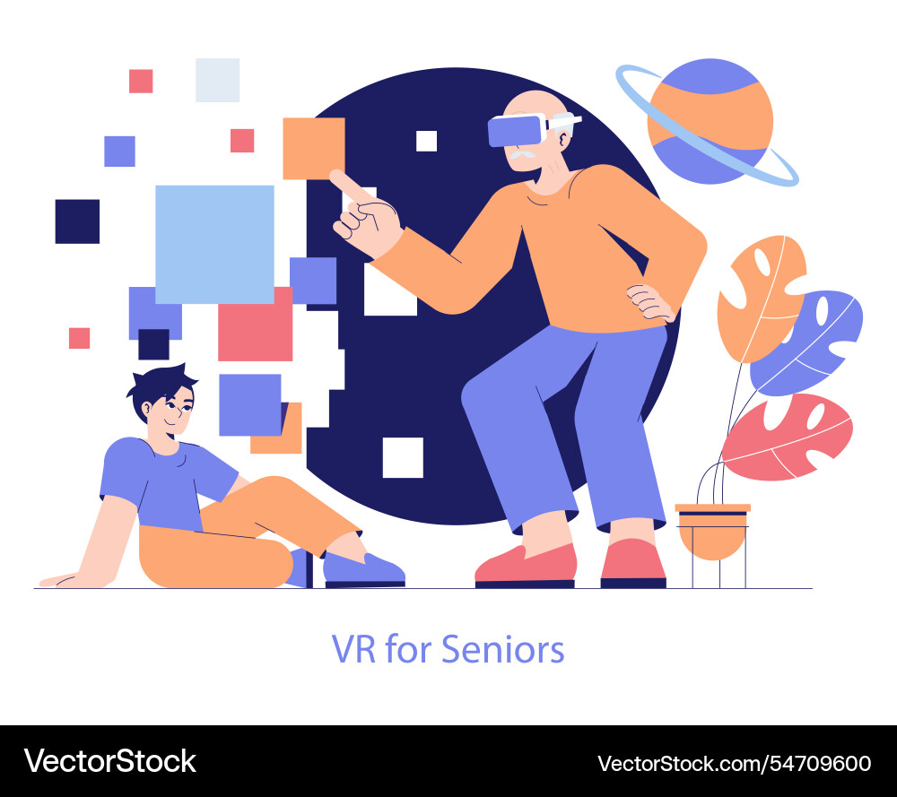 Tech help across generations flat Tech help across generations flat vector image