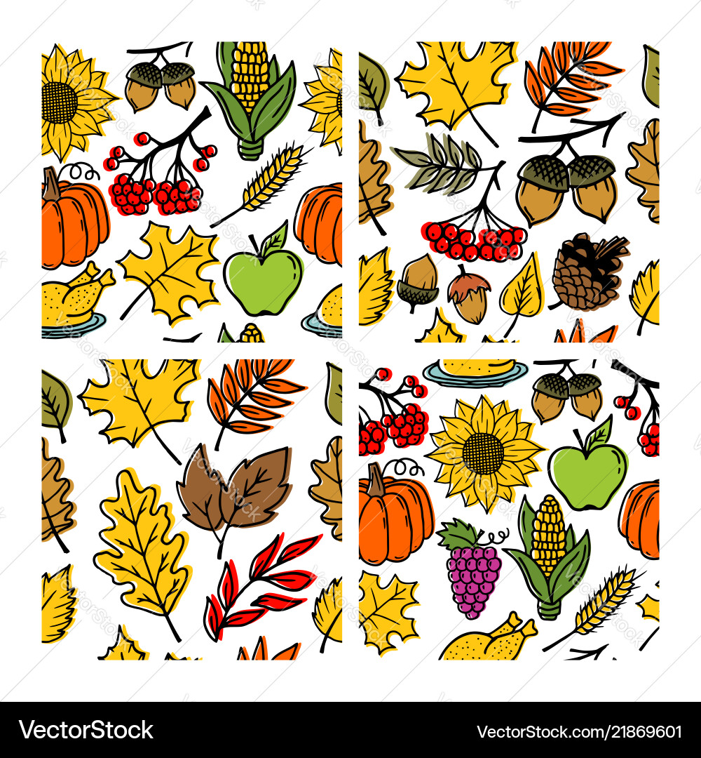 Autumn Seamless Patterns vector image