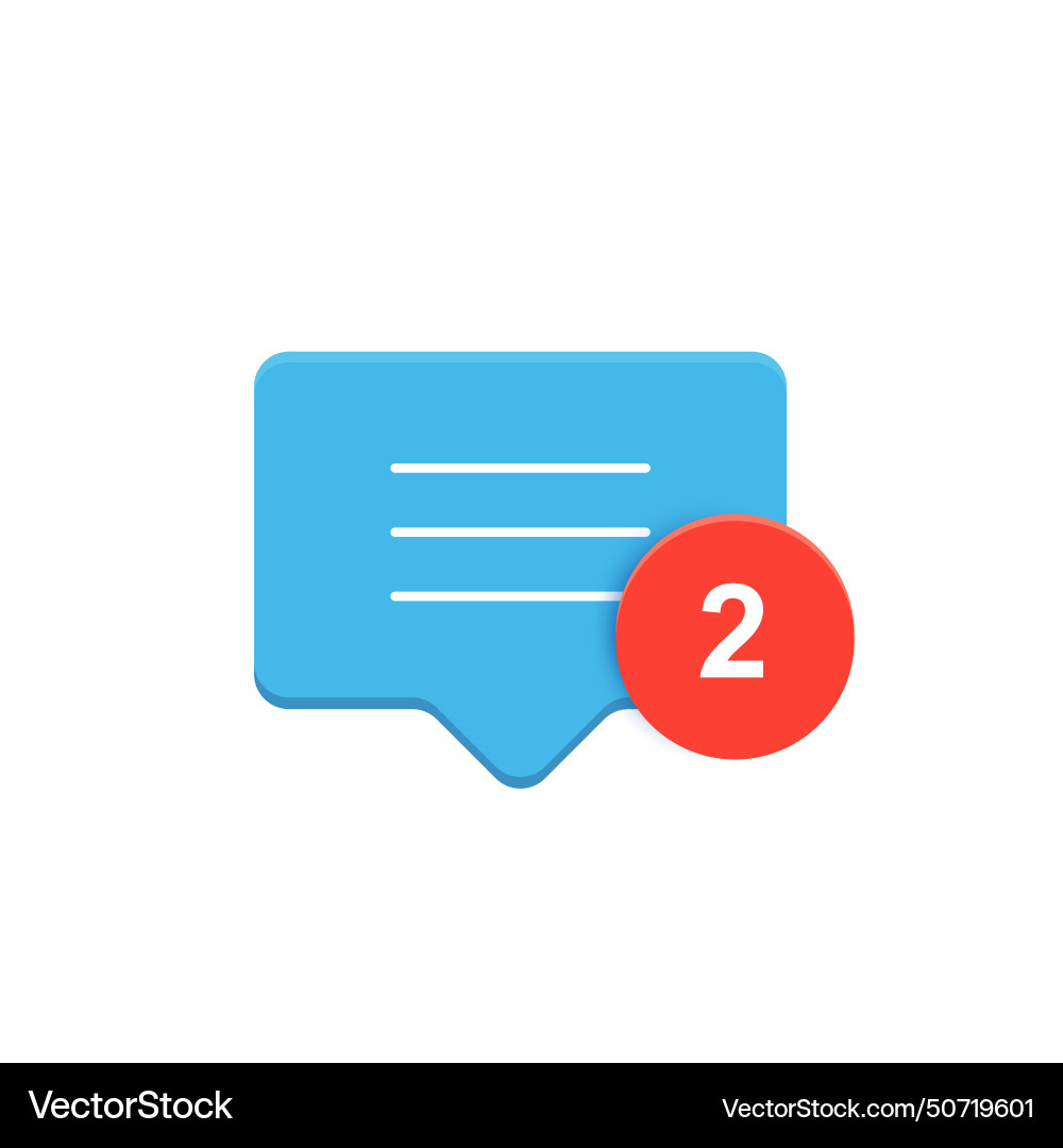 Blue chat bubble icon with red notification button Vector Image