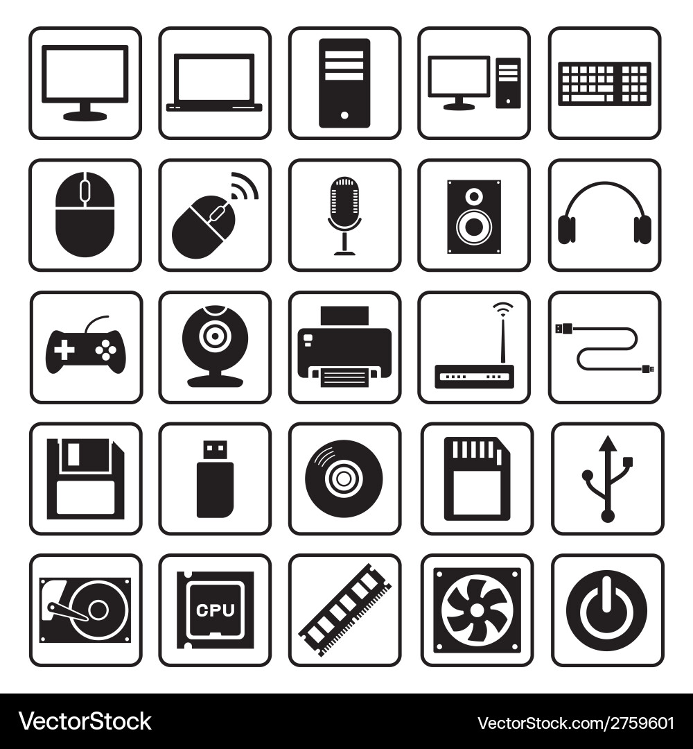 Collection of Computer Icons Royalty Free Vector Image