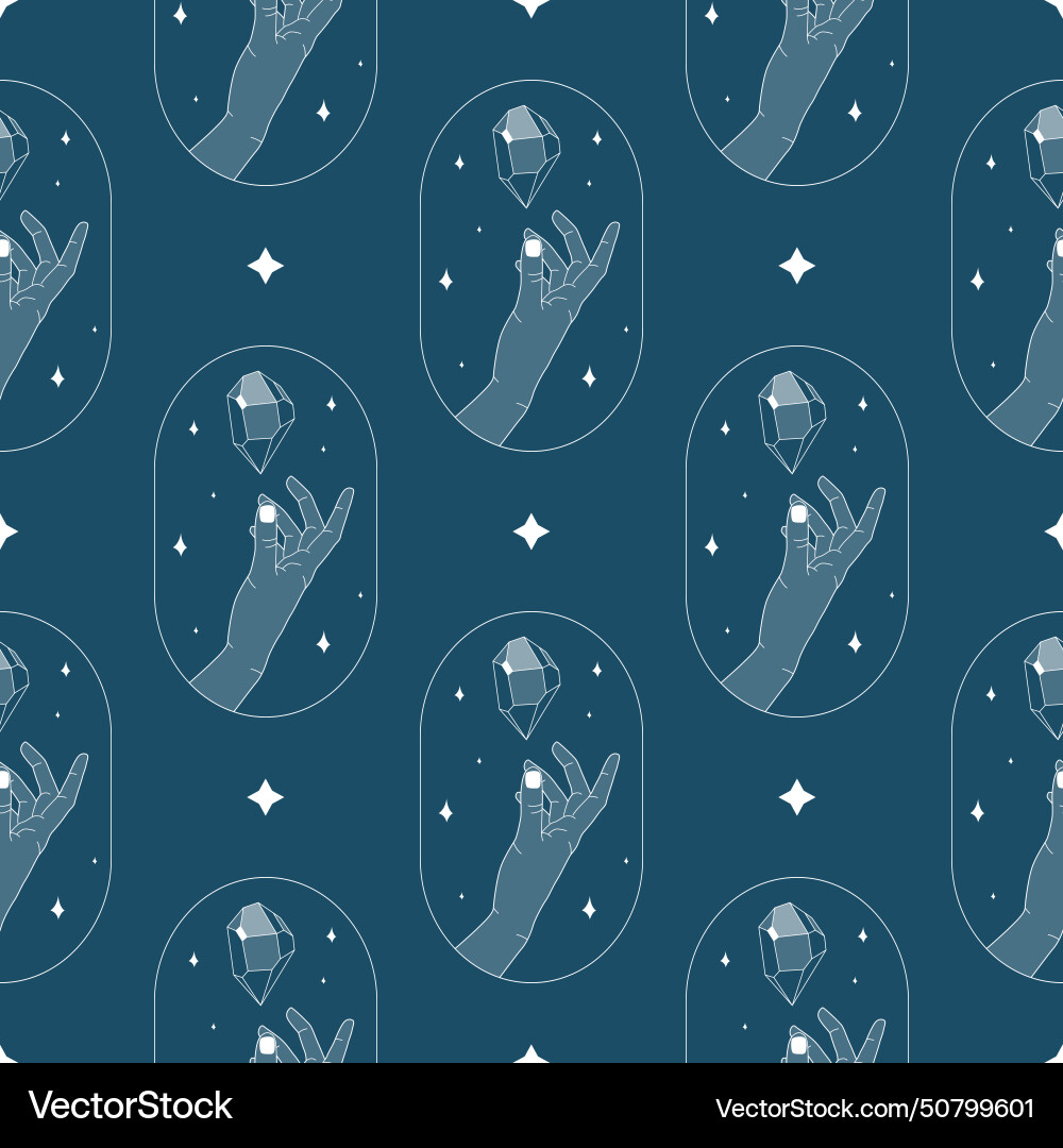 Crystal magic minimalistic seamless pattern Vector Image