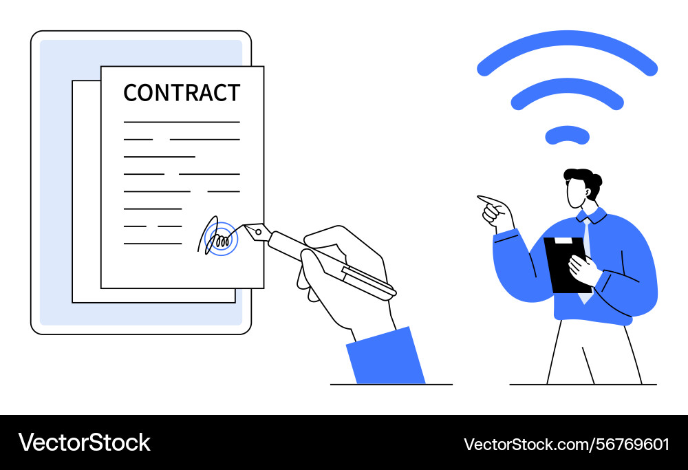 Digital contract signing with remote communication Digital contract signing with remote communication vector image